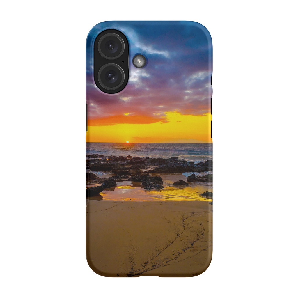 Sam Gilliss Visual Arts Maui Sunset premium cell phone case featuring a Hawaiian island and golden hour sunset design.