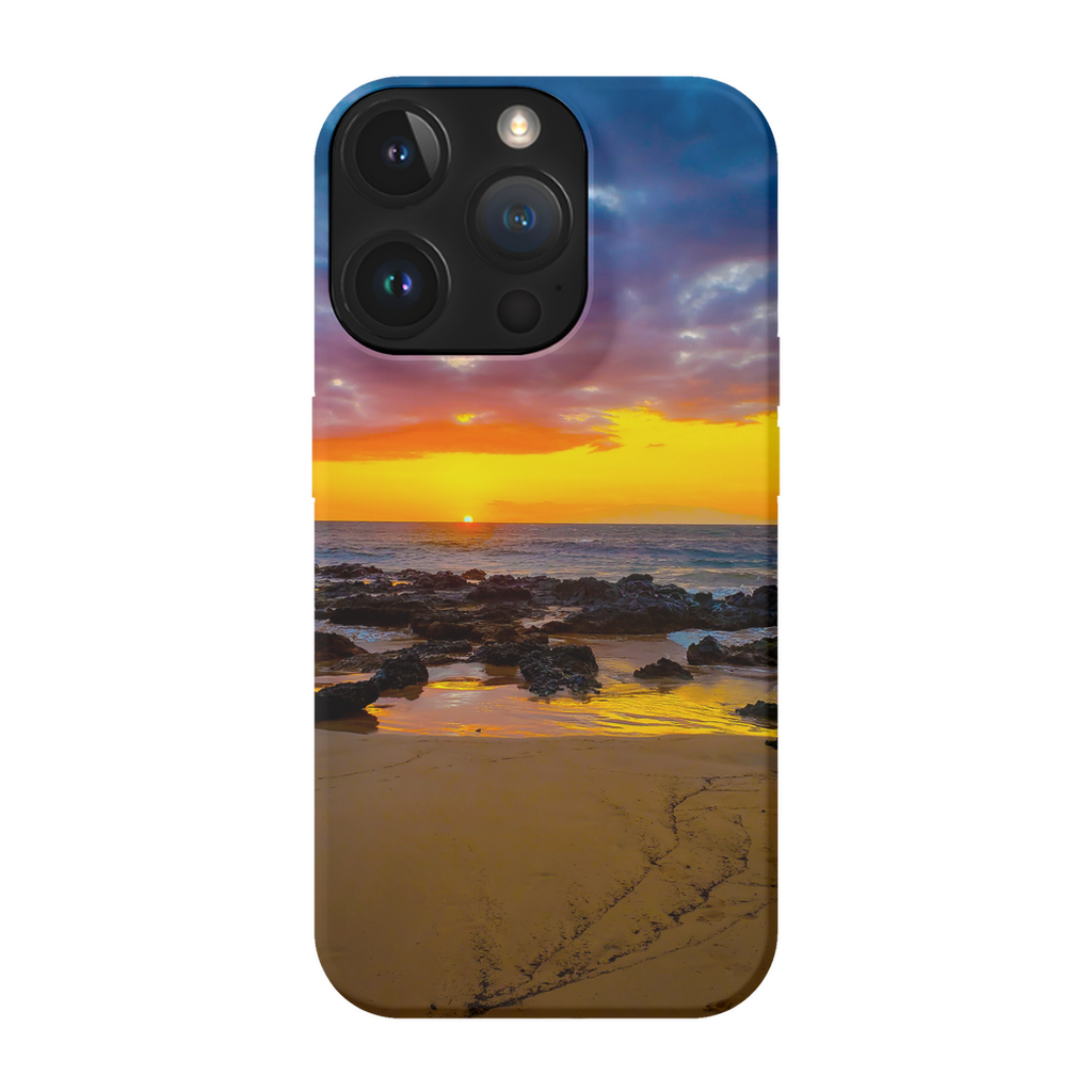 Sam Gilliss Visual Arts Maui Sunset premium cell phone case featuring Hawaiian island and golden hour sunset design.