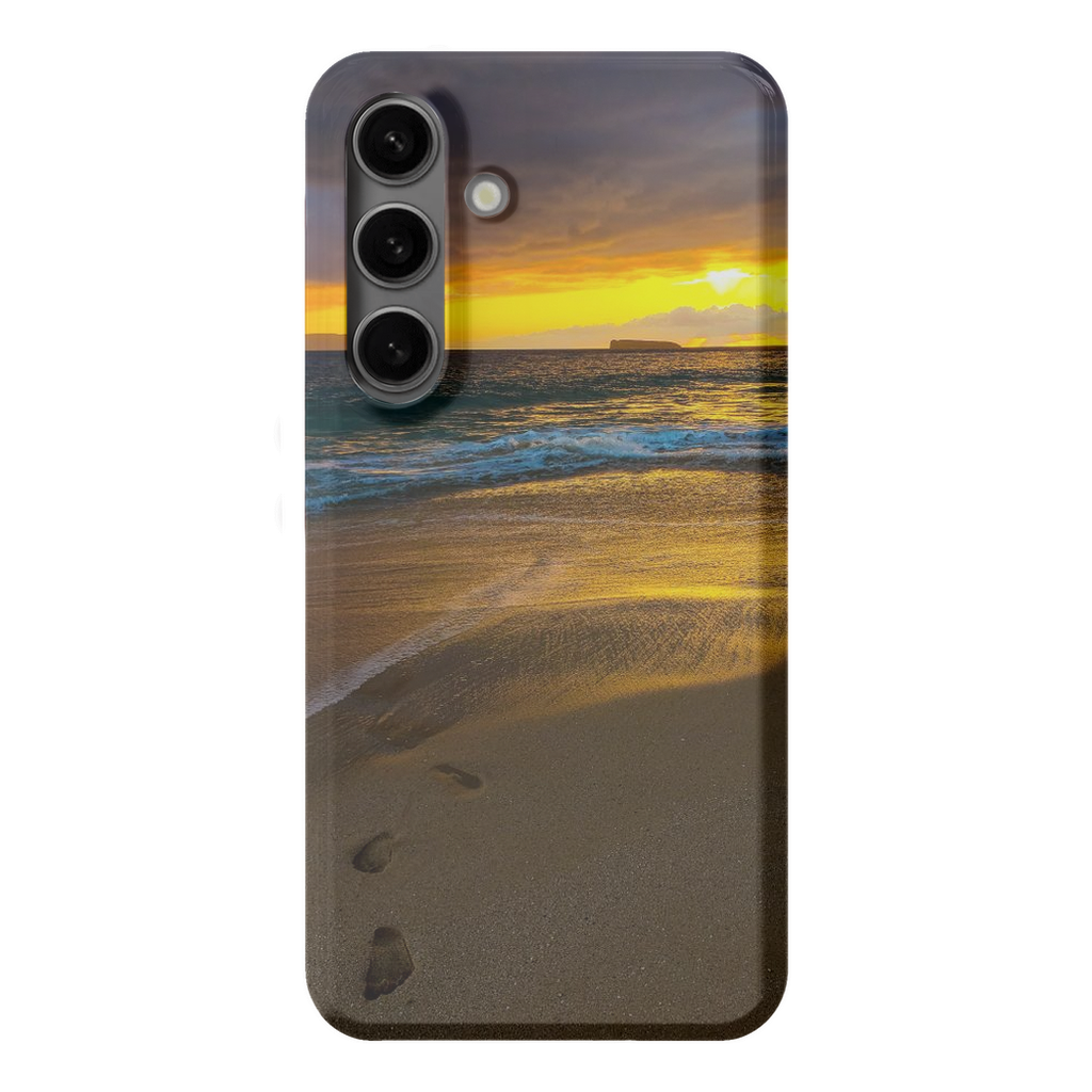 Sam Gilliss Maui beach phone case featuring a stormy sunset at Makena Beach, Hawaii, with vibrant ocean and sky details.