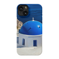 Blue Domes of Oia Santorini cell phone case featuring iconic Greek architecture, crafted by Sam Gilliss Visual Arts for protection and style.