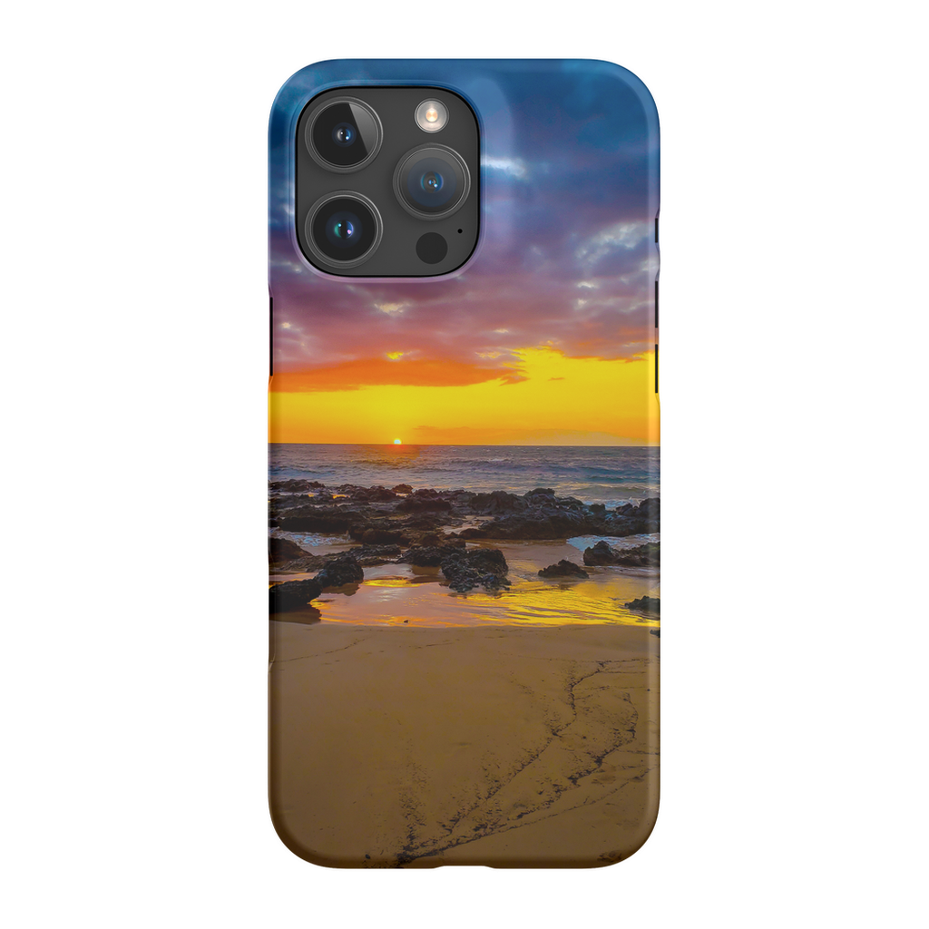 Sam Gilliss Visual Arts Maui Sunset premium cell phone case featuring Hawaiian island and golden hour sunset design.