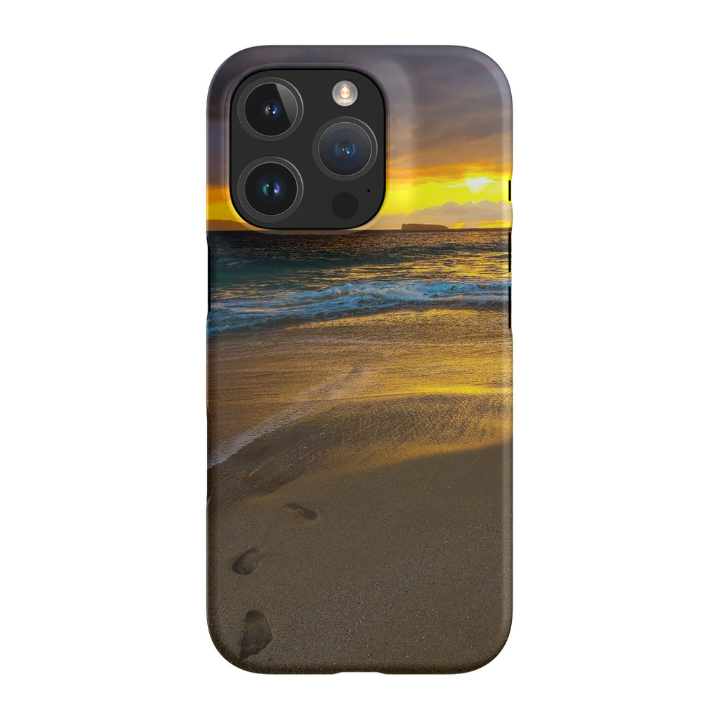 Hawaiian cell phone case featuring a Stormy Sunset at Makena Beach, Maui by Sam Gilliss Visual Arts, with vibrant ocean and sky scene.