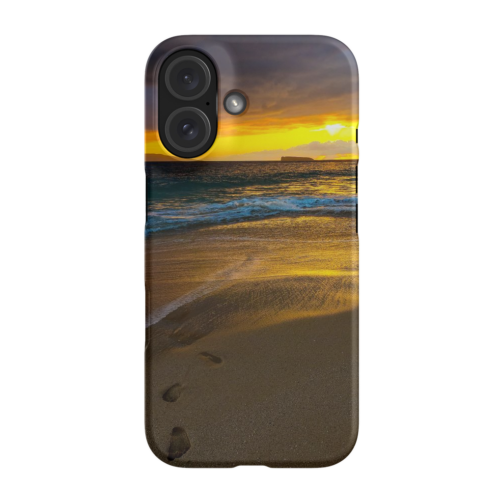 Hawaii beach scene with a stormy sunset at Makena Beach, Maui, on a Sam Gilliss Visual Arts cell phone case featuring vibrant ocean and sky.