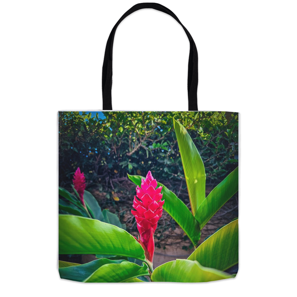 Hawaiian Red Torch Ginger tote bag by Sam Gilliss Visual Arts, premium double-stitched cotton with tropical floral print.