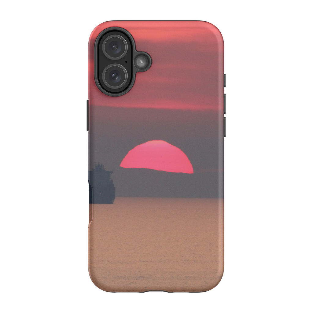 Premium cell phone case featuring a sunset over Corsica's Mediterranean coast artwork by Sam Gilliss Visual Arts.