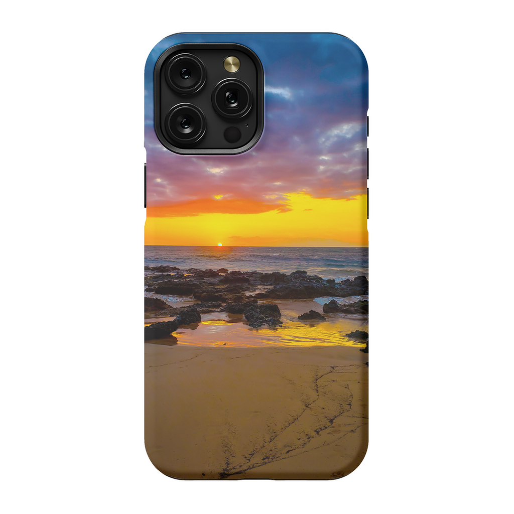 Maui Sunset premium cell phone case featuring Hawaiian island scene with golden hour colors by Sam Gilliss Visual Arts