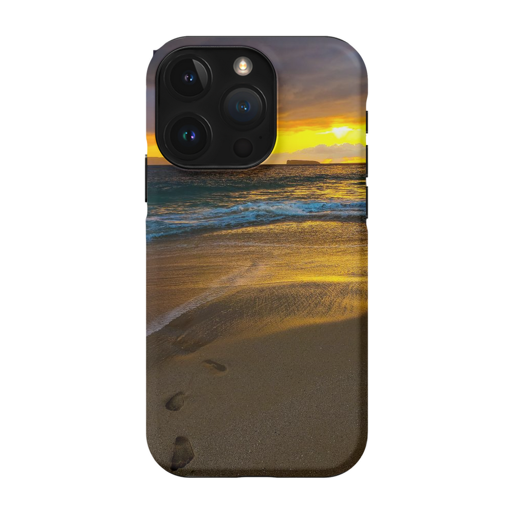 Hawaii-themed cell phone case featuring a Stormy Sunset at Makena Beach, Maui, with vibrant ocean and sunset imagery by Sam Gilliss Visual Arts