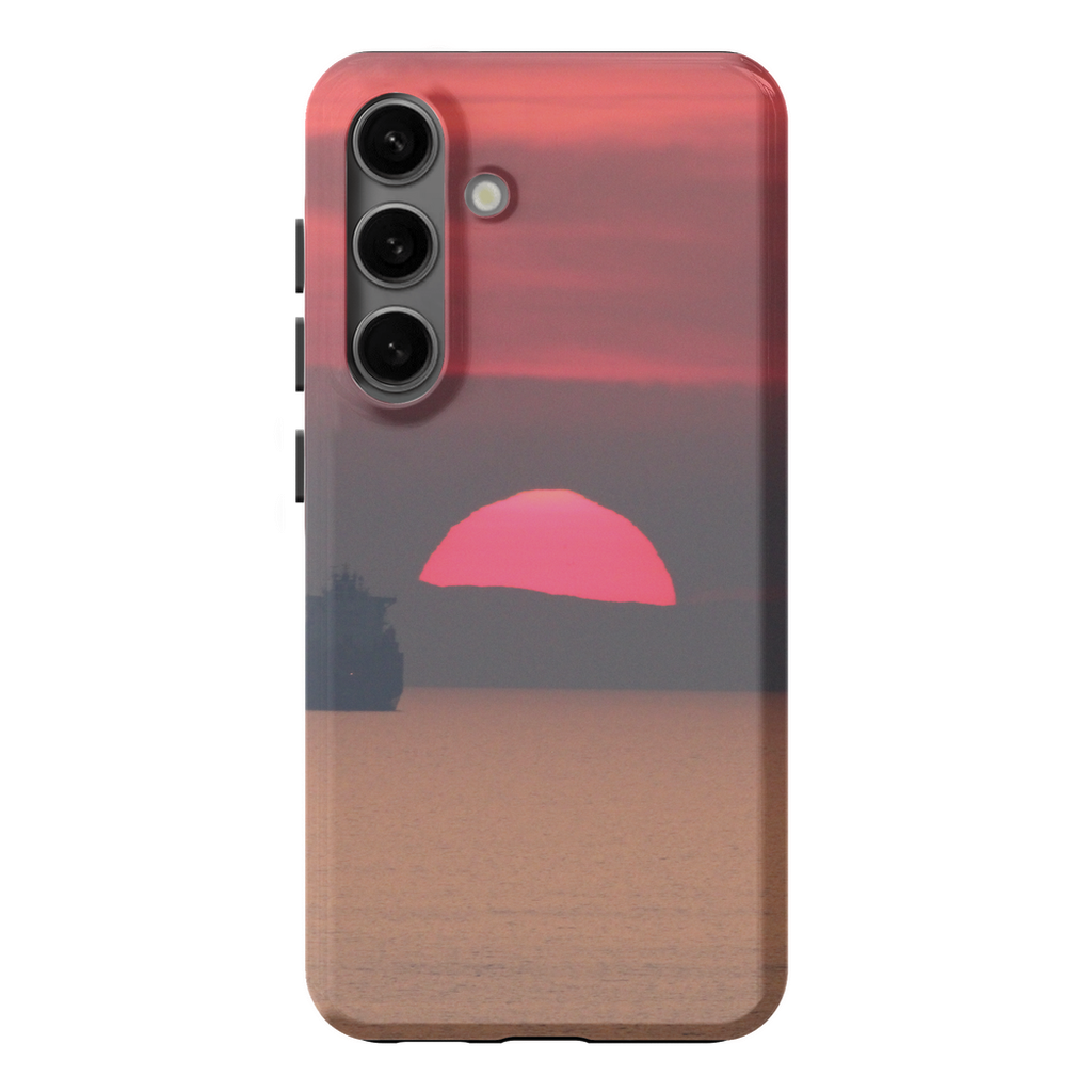 Premium cell phone case featuring a scenic sunset over Corsica's Mediterranean coast by Sam Gilliss Visual Arts.