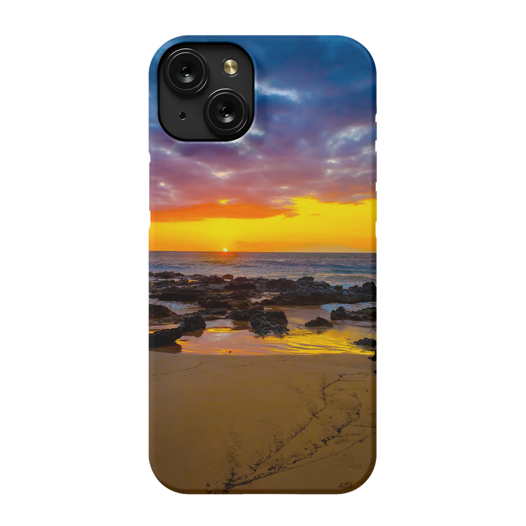 Sam Gilliss Visual Arts Maui Sunset premium cell phone case featuring Hawaiian island and golden hour sunset scene.