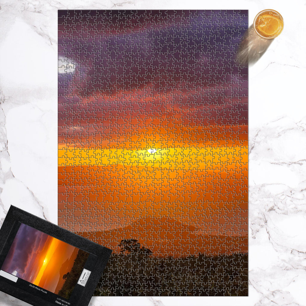 Sam Gilliss Hawaiian Paradise puzzle featuring sunset over ocean, 100 to 1000-piece jigsaw puzzle by Keokea Sunset collection.