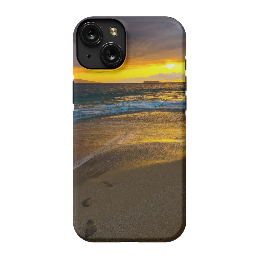 Hawaii-themed cell phone case featuring a stormy sunset at Makena Beach, Maui, with vibrant ocean and sky artwork by Sam Gilliss Visual Arts
