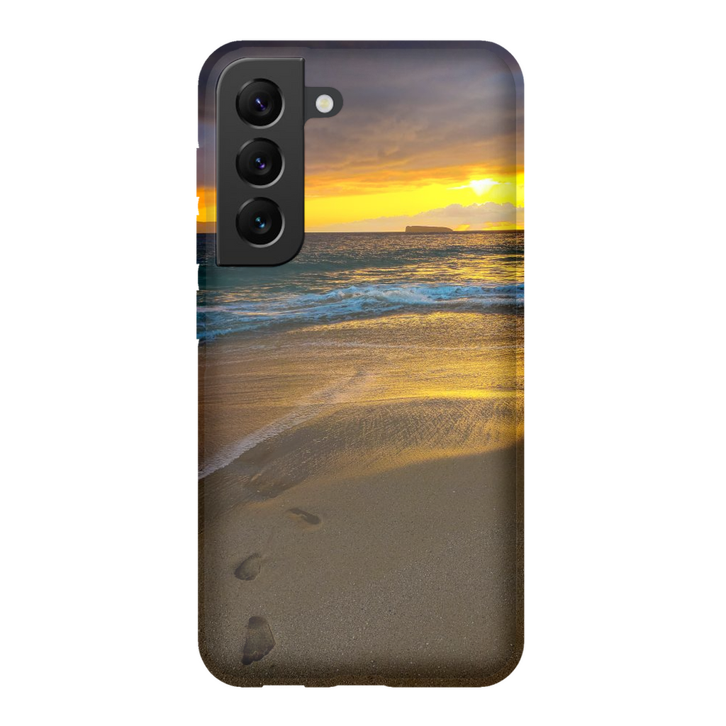 Hawaii-themed cell phone case featuring a Stormy Sunset at Makena Beach, Maui by Sam Gilliss Visual Arts with vibrant ocean scenery.