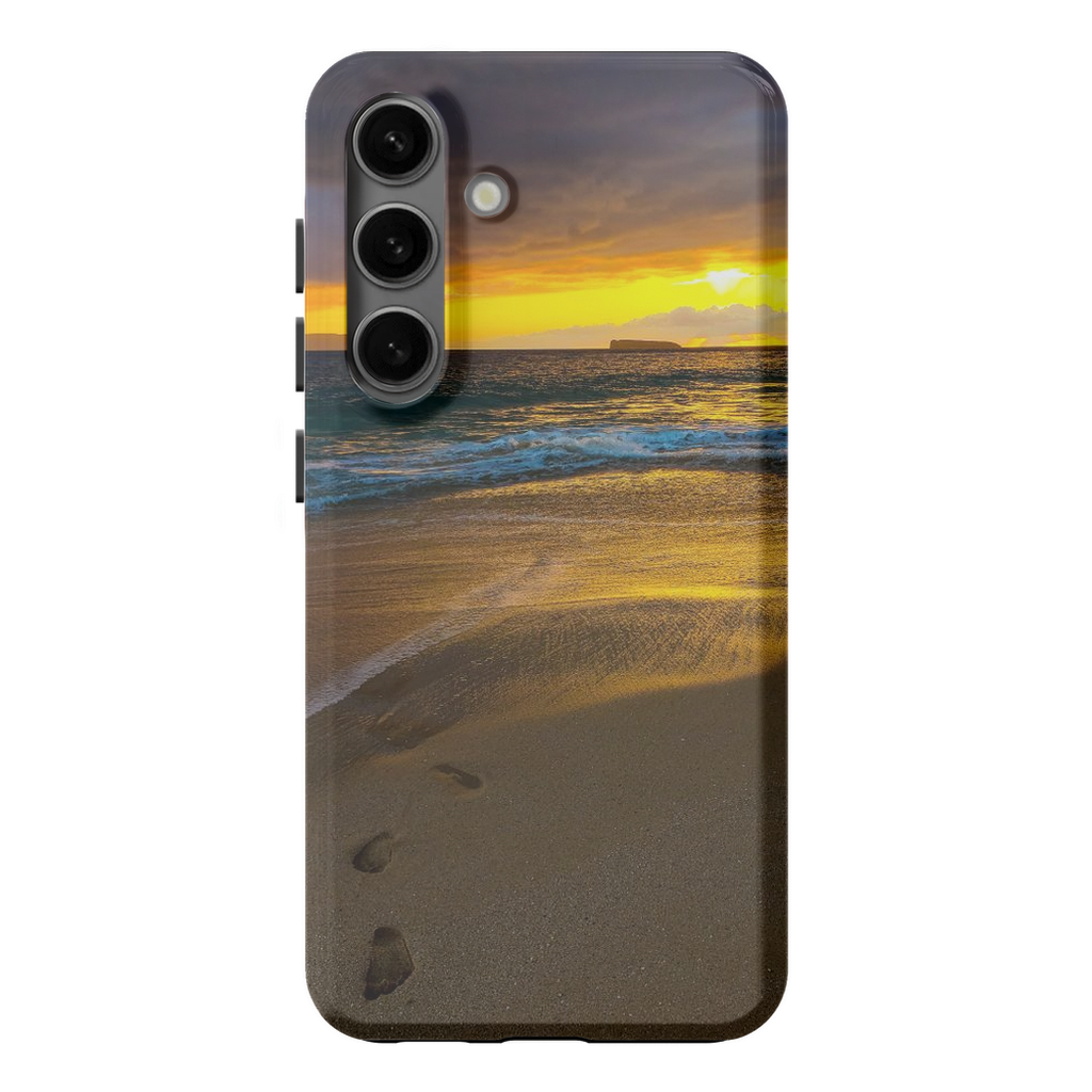 Hawaiian cell phone case featuring a stormy sunset at Makena Beach, Maui with vibrant ocean and sky artwork by Sam Gilliss Visual Arts