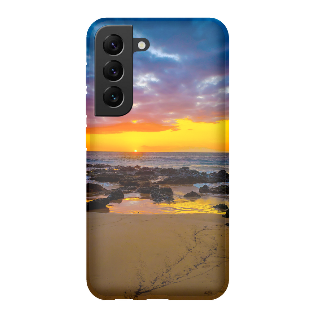 Sam Gilliss Maui Sunset premium cell phone case featuring Hawaiian Island and golden hour sunset design.