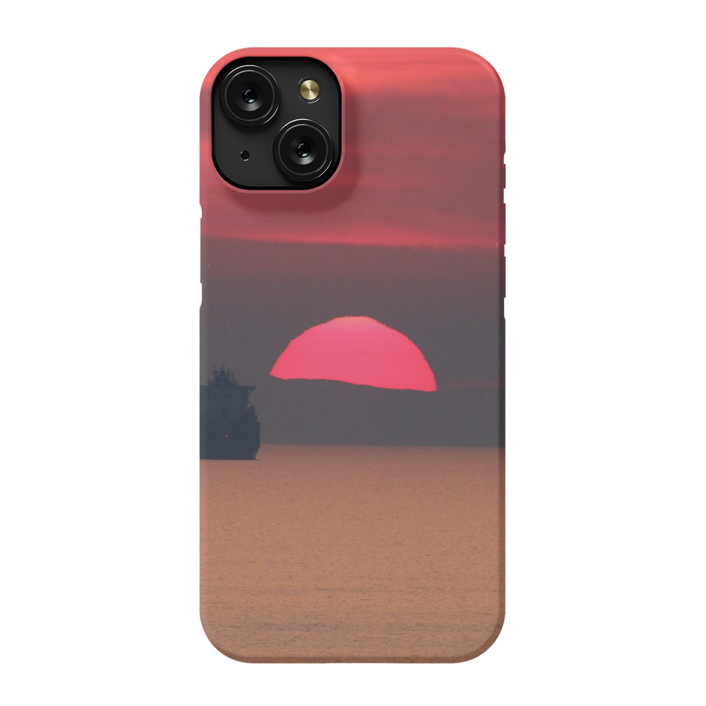 Premium cell phone case featuring a sunset over Corsica's Mediterranean coast artwork by Sam Gilliss Visual Arts.