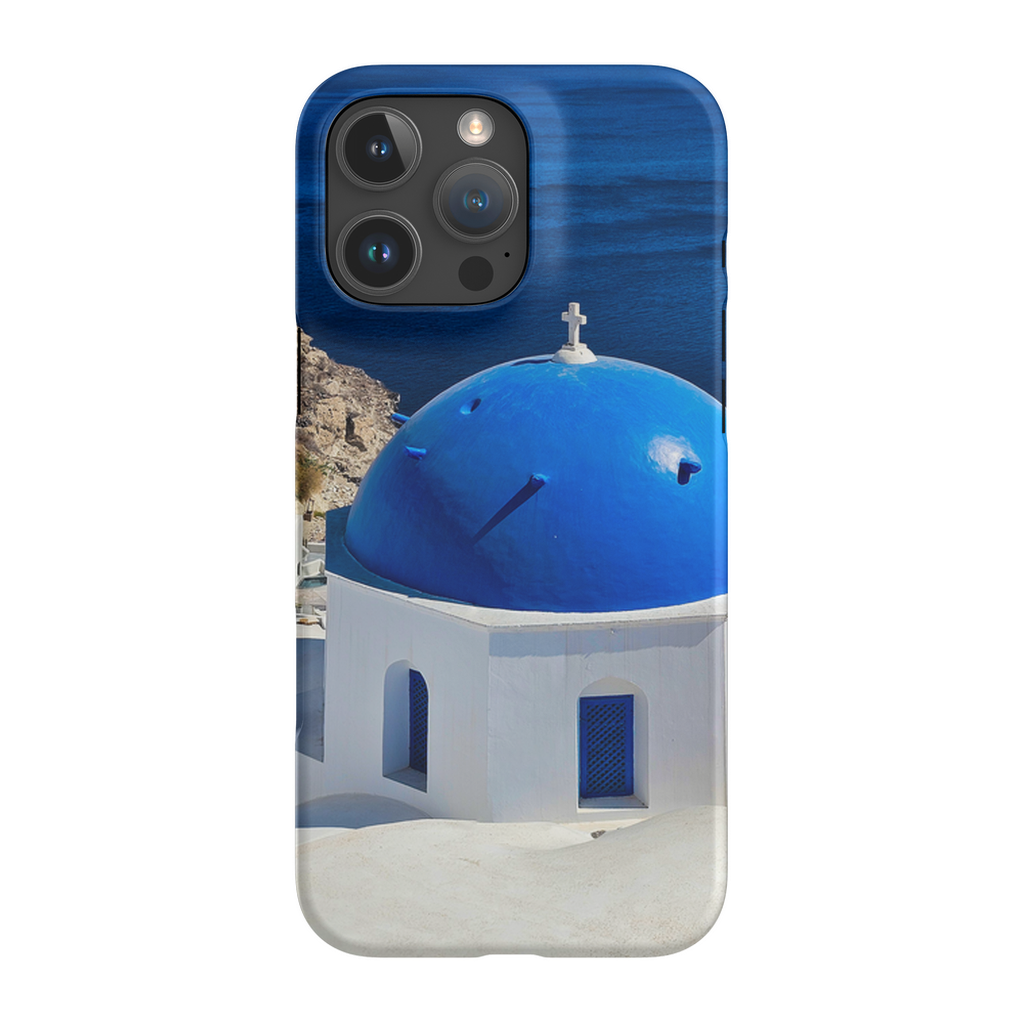 Blue Domes of Oia Santorini cell phone case featuring iconic Greek architecture in vibrant blue and white colors.