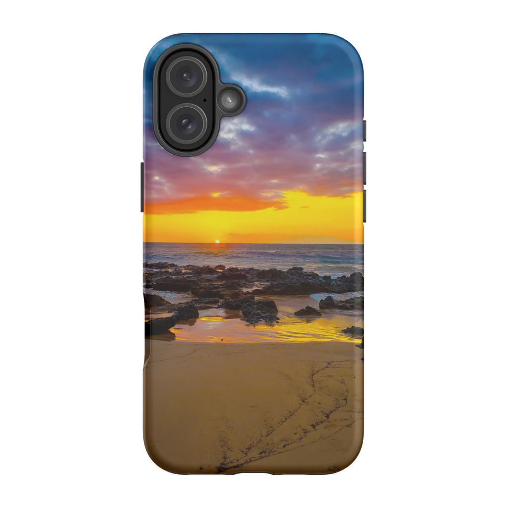 Sam Gilliss Maui Sunset premium cell phone case featuring Hawaiian island and golden hour sunset design