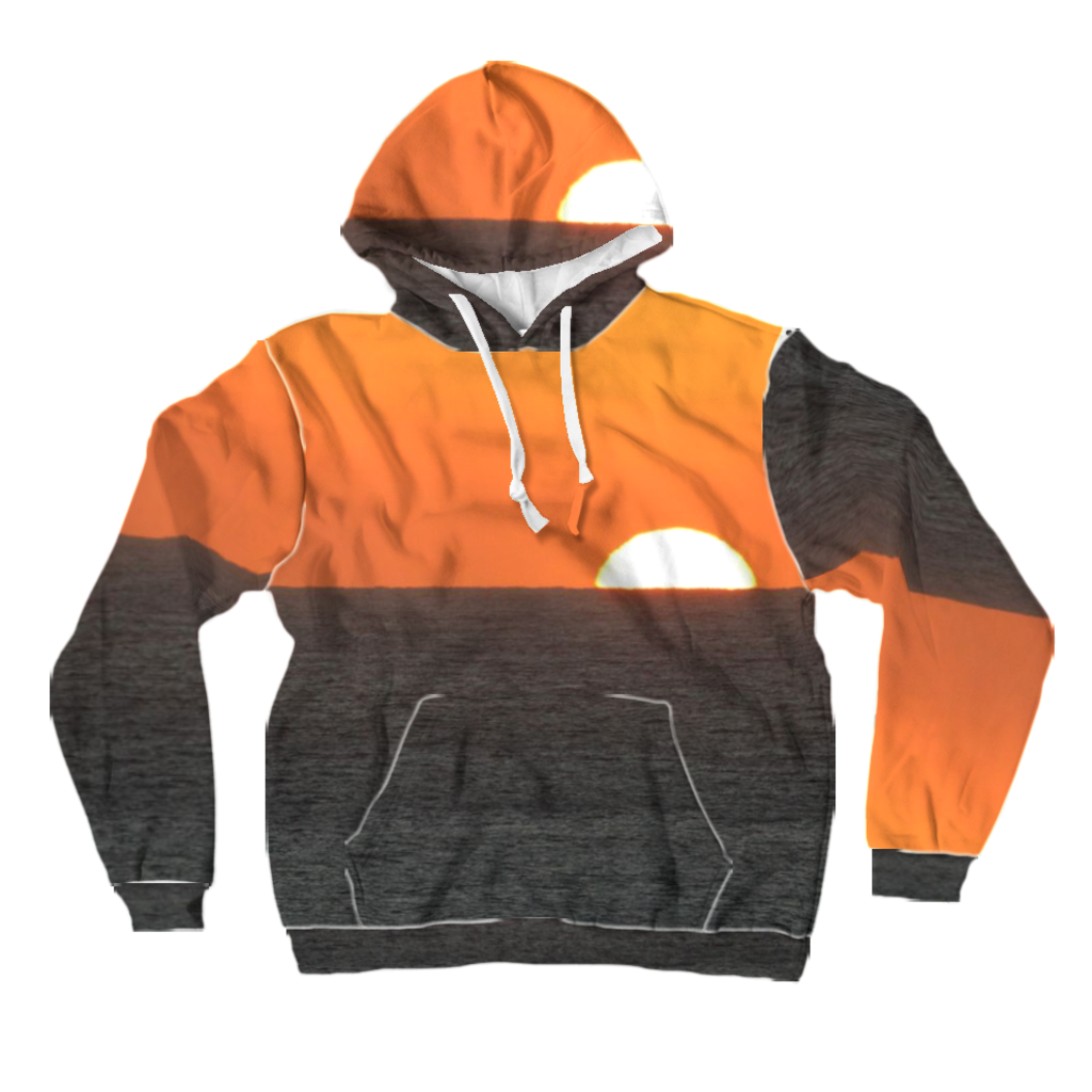 Sam Gilliss Visual Arts Cabo San Lucas Sunset hoodie featuring vibrant ocean sunset all-over print pullover.