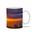 Sam Gilliss Visual Arts Keokea Maui Sunset ceramic coffee mug with Highland Ocean View design, 11oz, featuring vibrant sunset artwork.